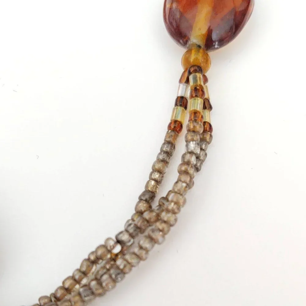 Long vintage glass and seed bead necklace
